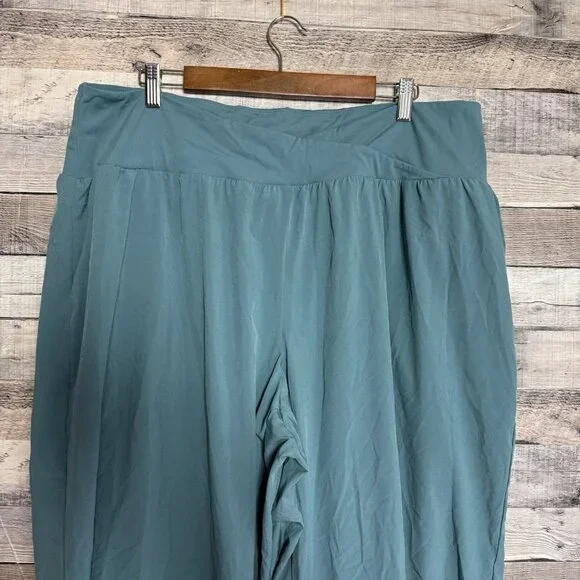 Halara Breezful Women's 2X High Waisted Crossover Quick Dry Stone Blue Wide Leg - Picture 2 of 11